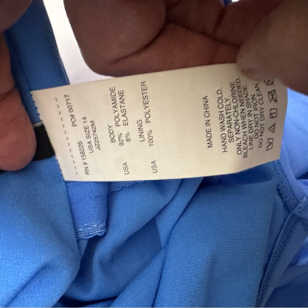 NWT Jantzen Off the Shoulder Cornflower Blue One Piece Bathing Suit Size 14 - Picture 9 of 13
